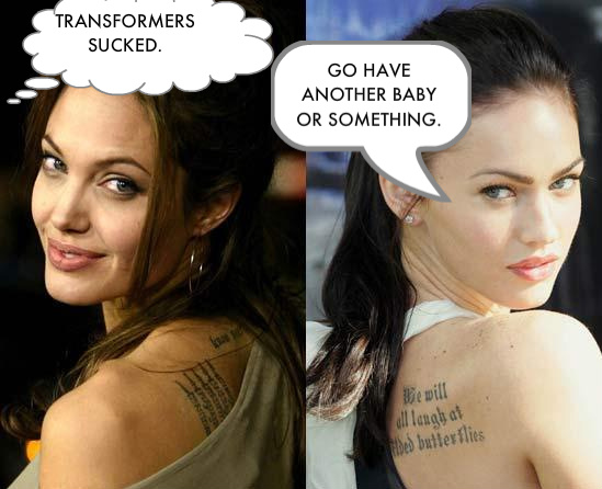 megan fox transformers tattoo. angelina-jolie-Megan Fox